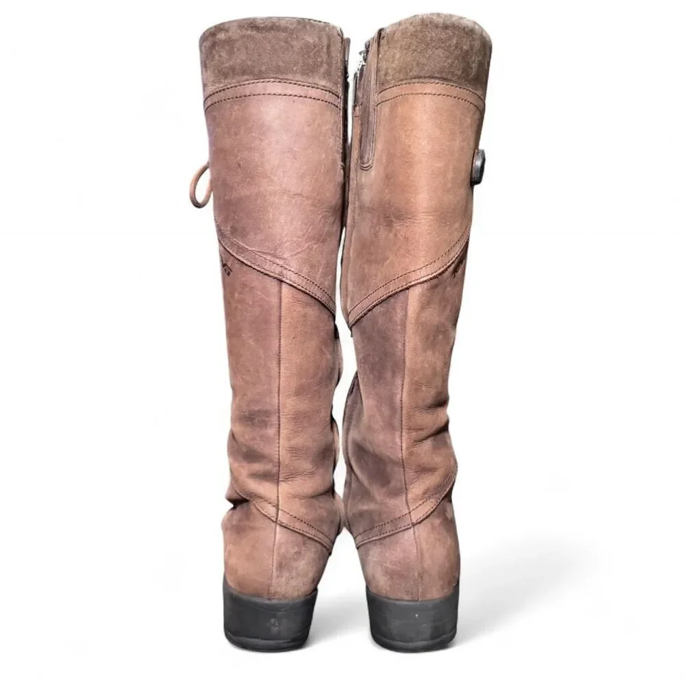 Teva Cove Women’s 7.5 Brown Tall Leather Zip Waterproof Boots Riding Style